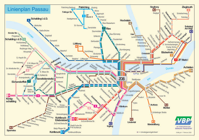 Linienplan Passau Stand Maerz 21